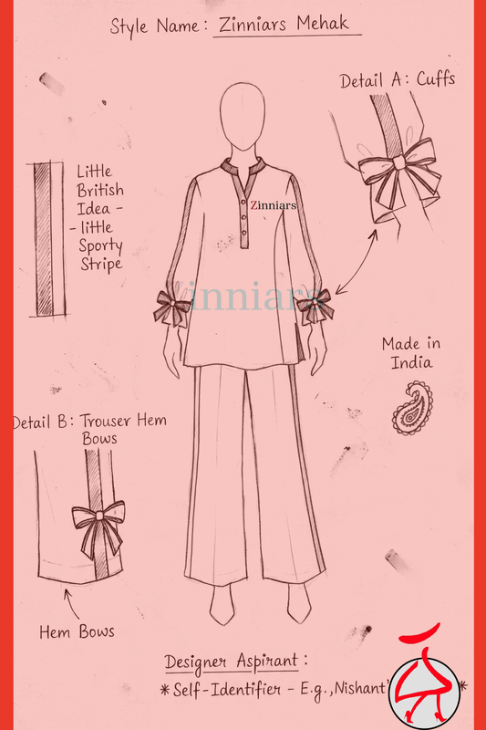 Mehak Women's Navy Cotton Viscose Bow Detail Co-ord Set | Zinniars
