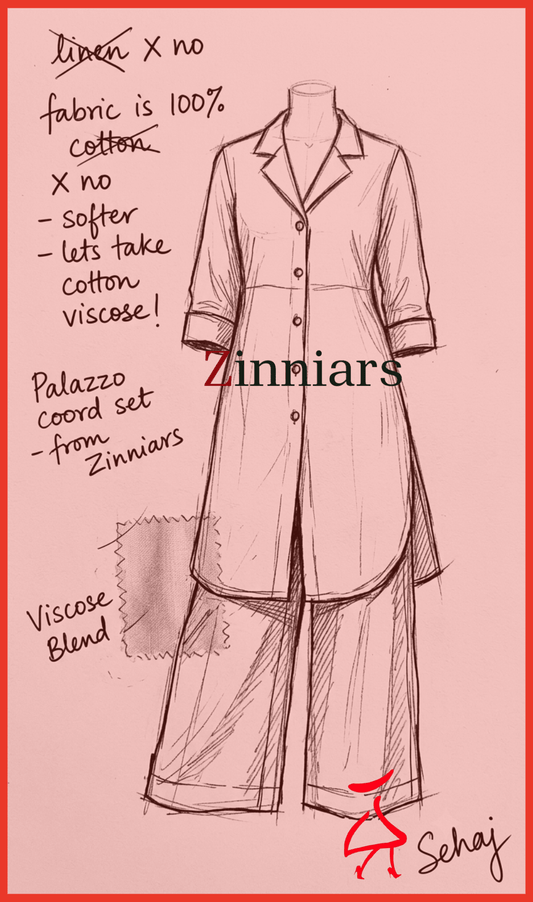 Sehaj Dark Blue Cotton Viscose Coord Set- Palazzo