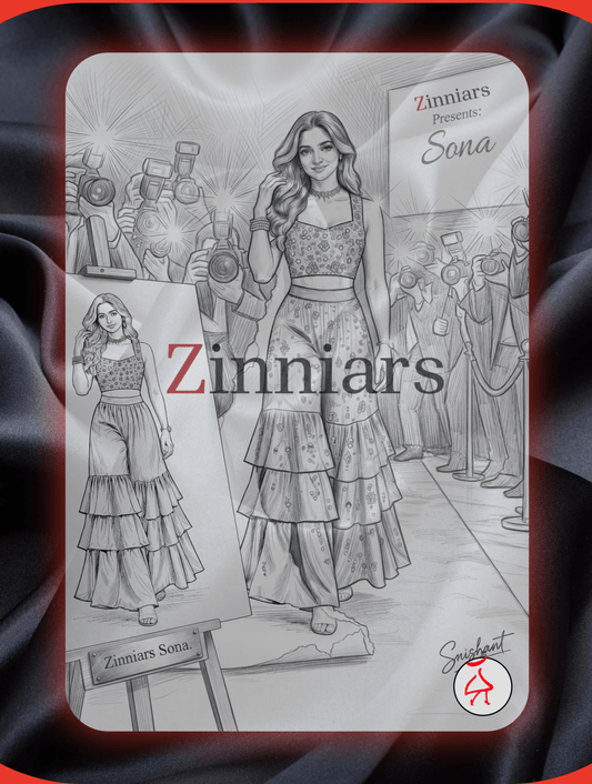 Sona Black Embellished Crop Top & Ruffle Palazzo Party 2 Pc Set | Zinniars