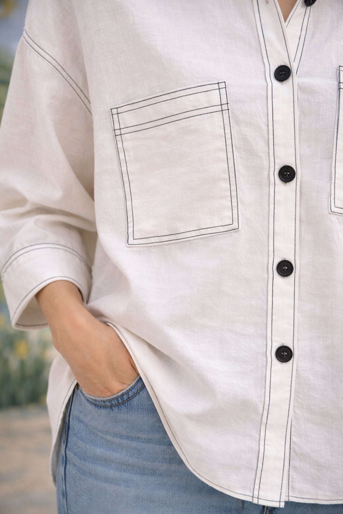 Meera | Ivory Cotton Twill Intentionally Relaxed Shirt for Women