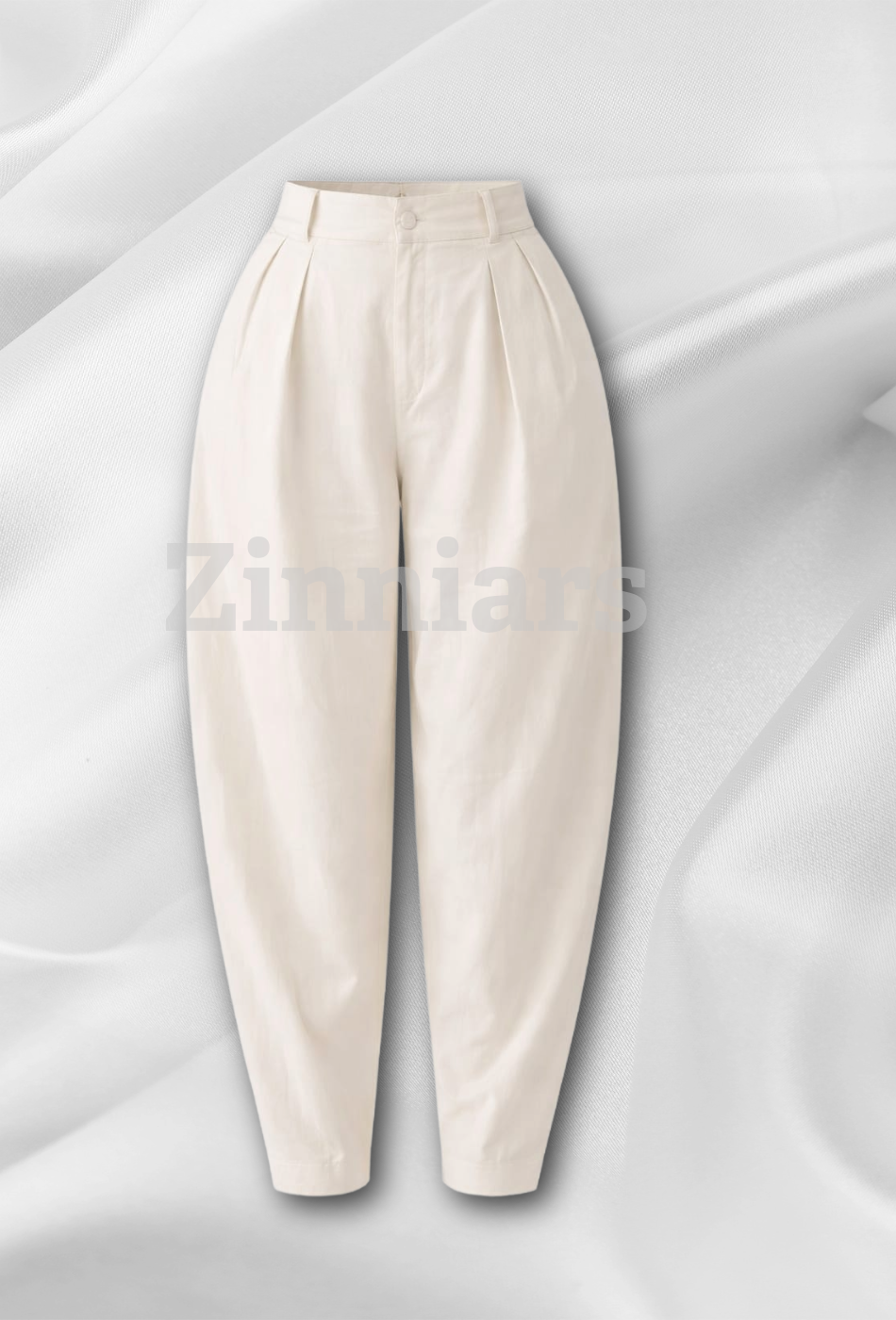 Casper Women Ivory Cotton Resort Set with Hand-Painted Motif High Waist Pants