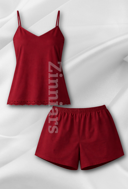 Jenny | Lace-Trim Cami & Shorts Co-ord Set For Women