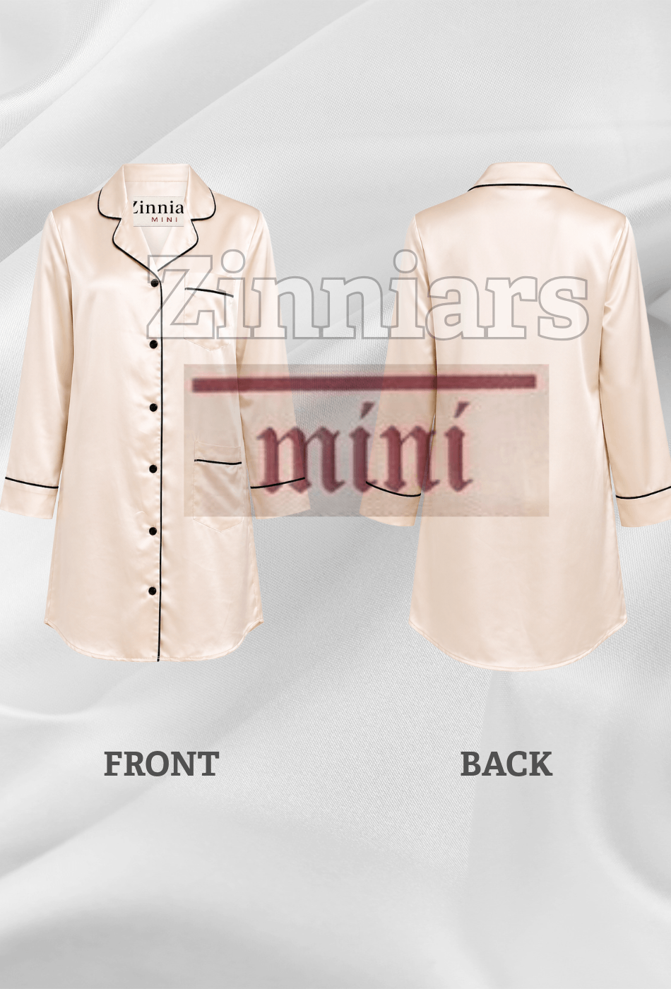 Martha Mini  Pearl Ivory Cotton Modal Satin Boyfriend Shirt Dress for Girls