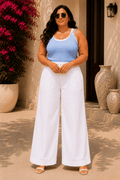 Riviera Curve wide leg PJ Pants in Cotton Linen For her