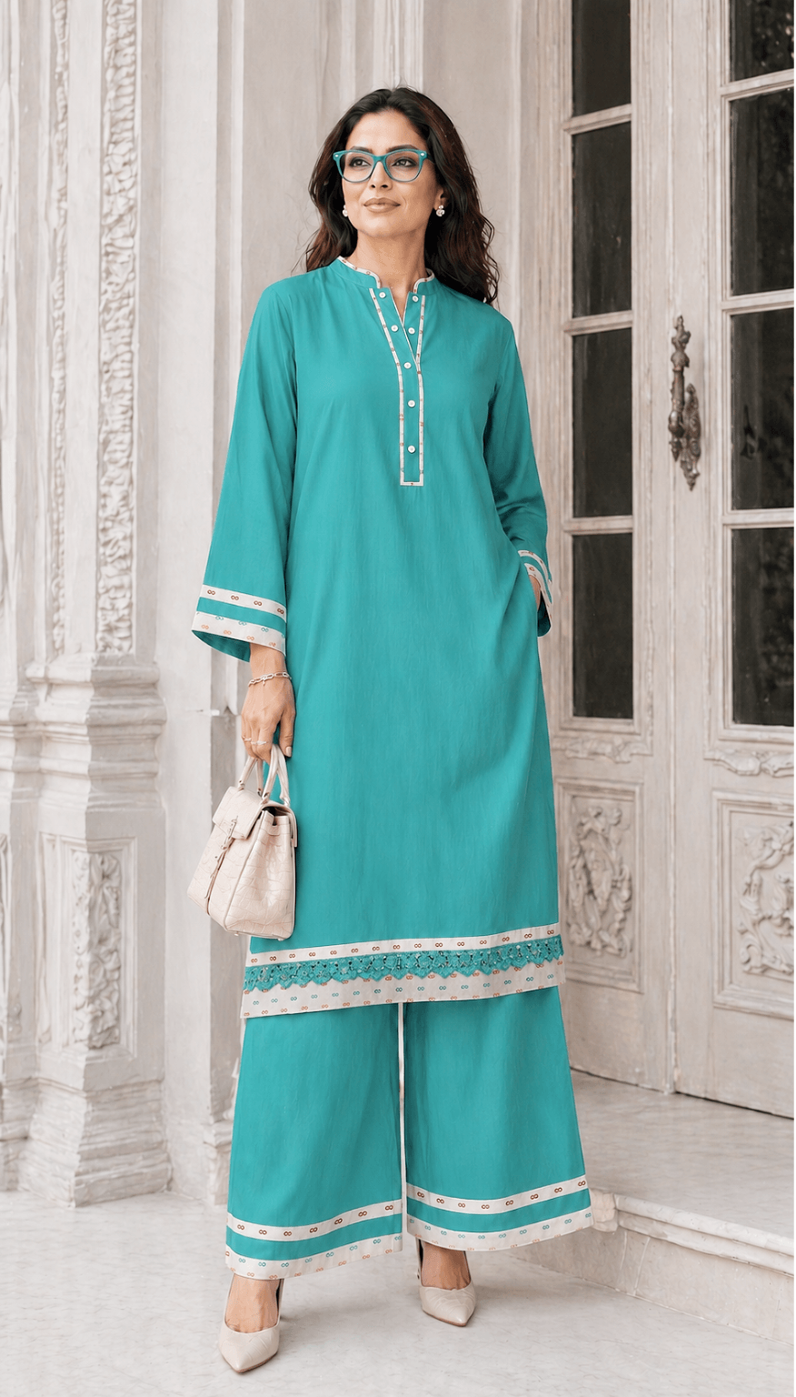 Zivaa | Rama Green Relaxed-Fit Cotton Ensemble for Women