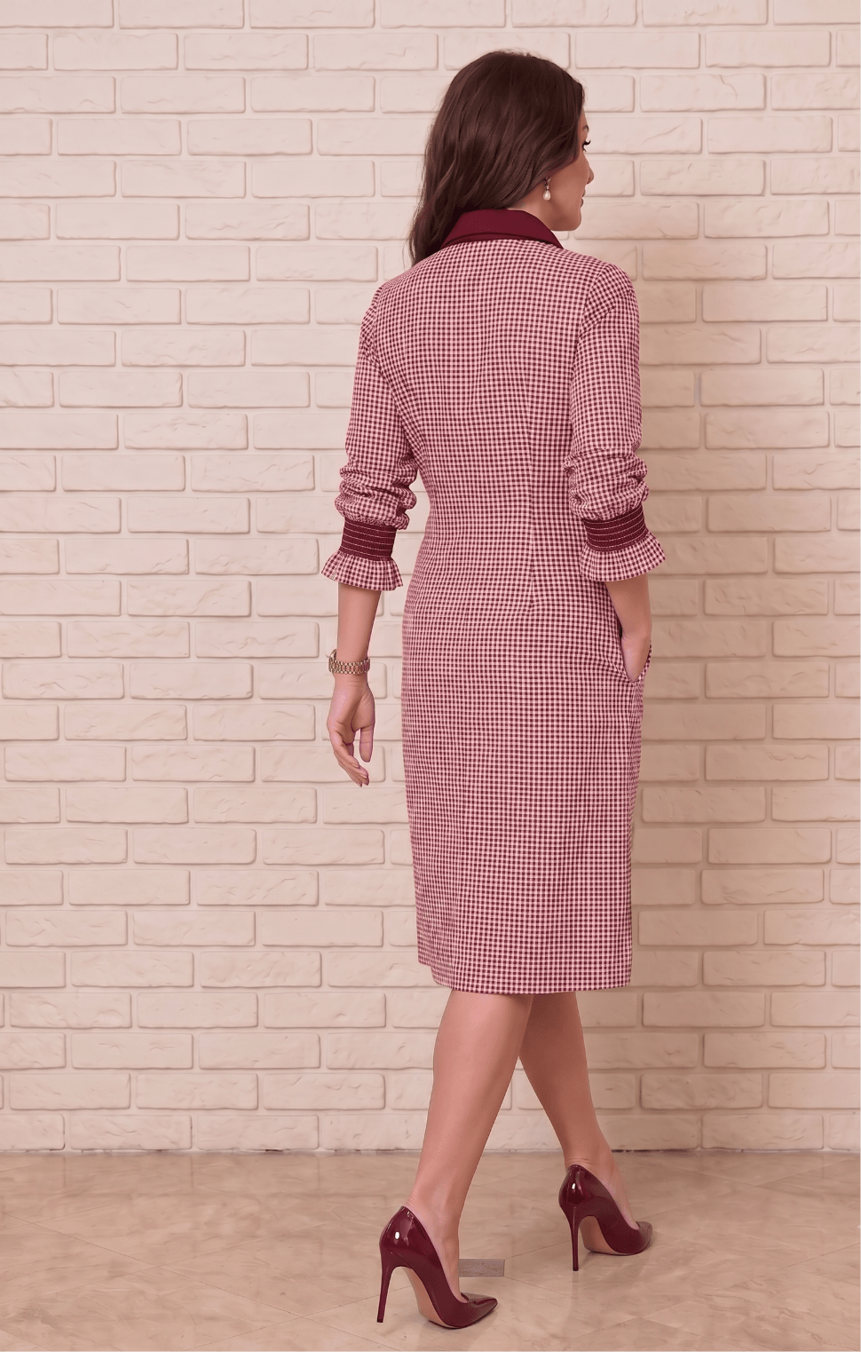 Aire Coastal Starfish Midi Dress – Maroon Cotton Checks