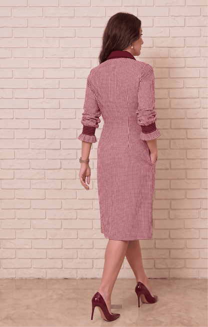 Aire Coastal Starfish Midi Dress – Maroon Cotton Checks