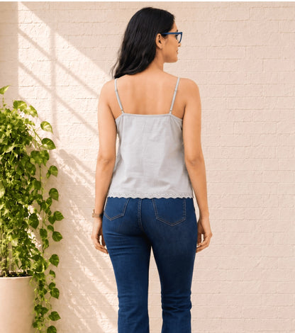 Anaira Cotton Cambric Schiffli Camisole