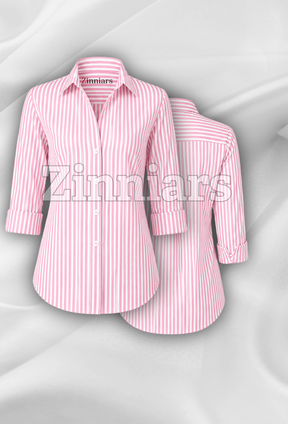 Lila | Pink Stripe Cotton-Blend Shirt For Women