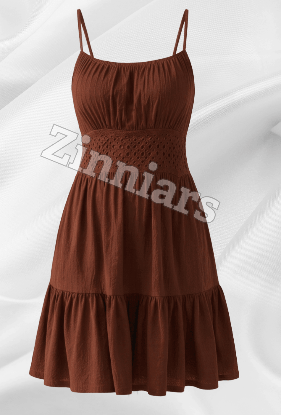 Sherry Brown Smocked Midi Dress in Rayon