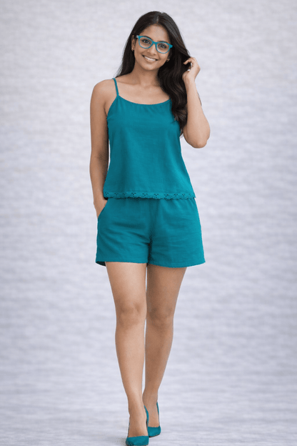 Aishwarya  Lace-Trim Cami & Shorts Co-ord Set for Women
