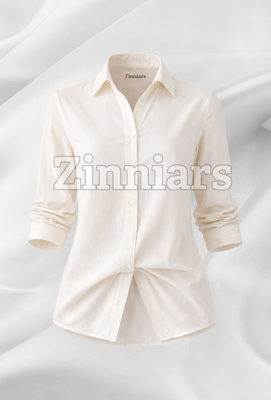 Sahiba | Ivory Cotton Relaxed-Fit Formal Shirt For Women