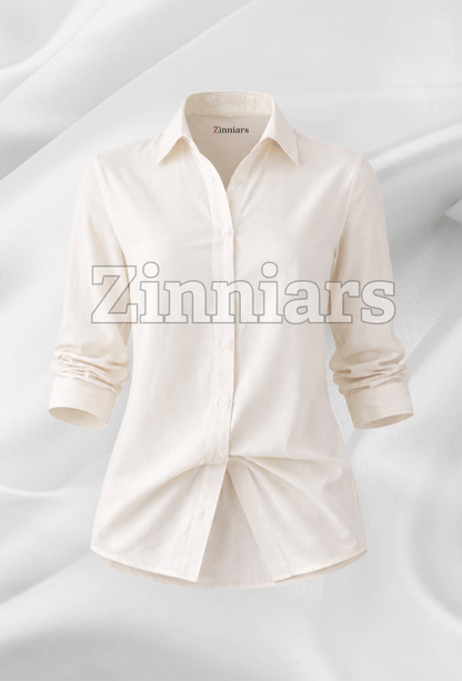 Sahiba | Ivory Cotton Relaxed-Fit Formal Shirt For Women