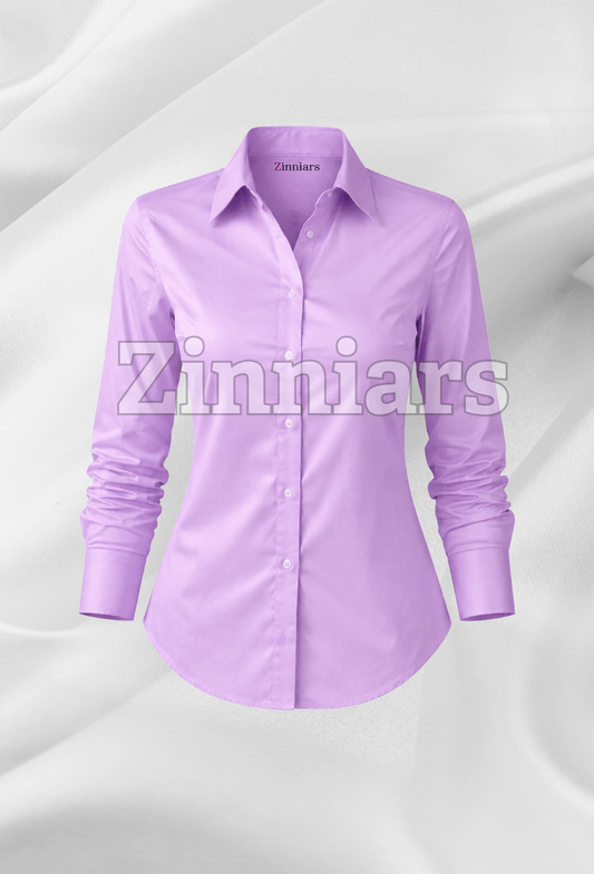 Sahiba | Lavender Cotton Relaxed-Fit Formal Shirt For Women