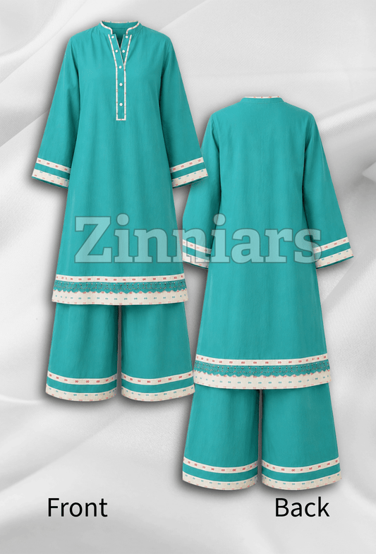 Zivaa | Rama Green Relaxed-Fit Cotton Ensemble for Women