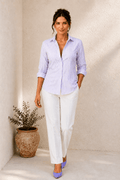 Lila Lavender Stripe Cotton-Blend Shirt For Women