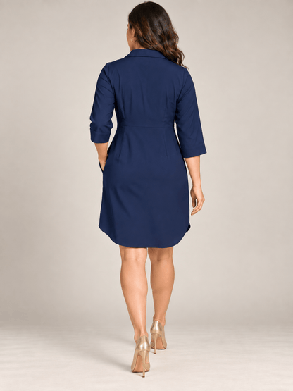 Inaya Ink Cotton Viscose Curved Hem Shirt Dress