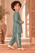 Mini Gaga Sporty Pathani Suit – Sage Green Unisex Festive Set for Kids (2–6 Years)