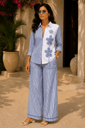 Tisca Seersucker Shirt with Riviera  Seersucker Wide Leg Pants Co-ord Set