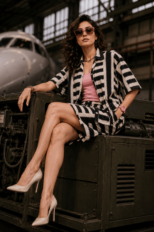 Bashii Printed Cotton Co-ord Set with Half Sleeve Shirt & Knee-Length Shorts iKK