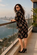 Bashii Printed Cotton Co-ord Set with Full Sleeve Shirt & Knee-Length Shorts blk2