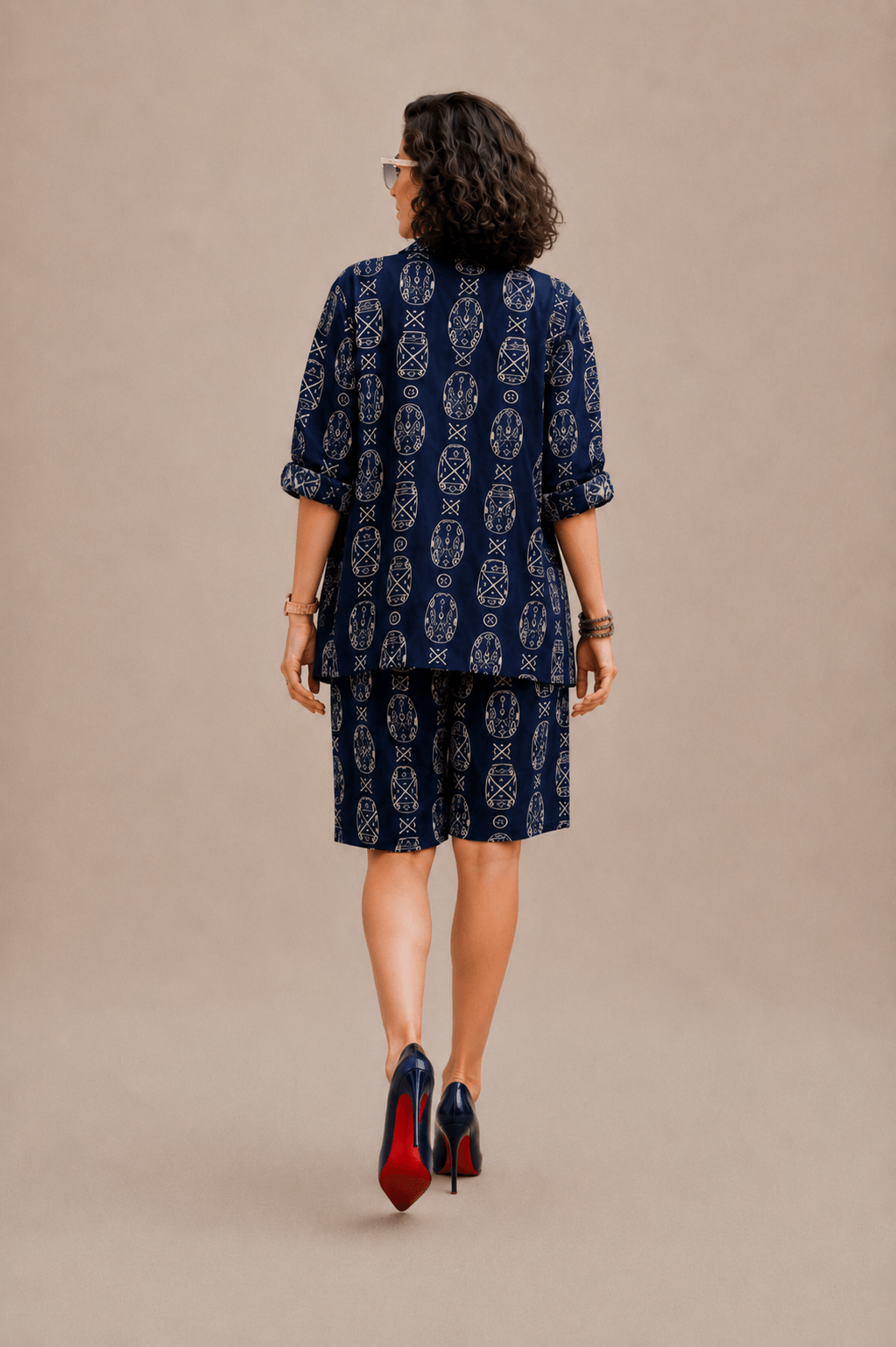 Bashii Printed Cotton Co-ord Set with Full Sleeve Shirt & Knee-Length Shorts NB2