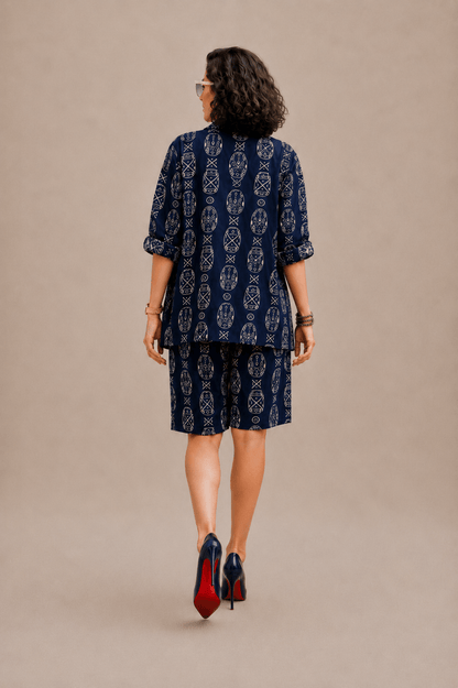 Bashii Printed Cotton Co-ord Set with Full Sleeve Shirt & Knee-Length Shorts NB2