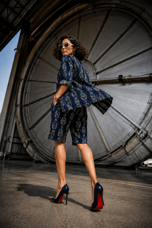 Bashii Printed Cotton Co-ord Set with Full Sleeve Shirt & Knee-Length Shorts NB2