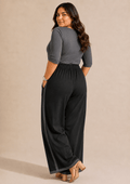 Reet Black Cotton  Wide-Leg Palazzo with contrast detailing