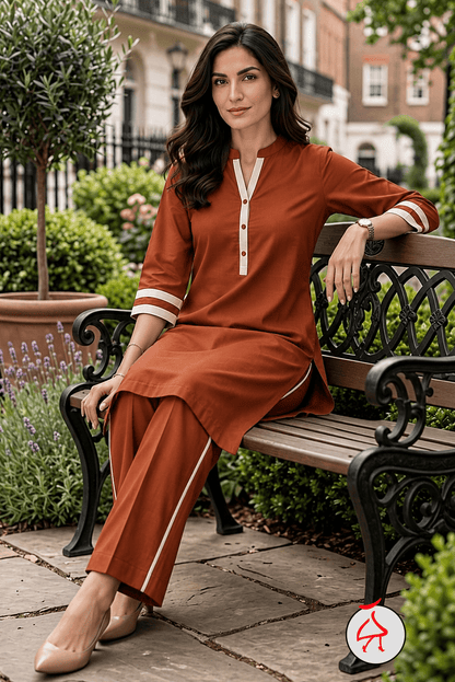 Anitaa Sporty Co-ordset For Women-Indo World Rust