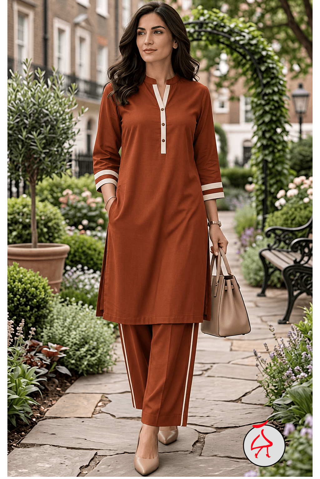 Anitaa Sporty Co-ordset For Women-Indo World Rust
