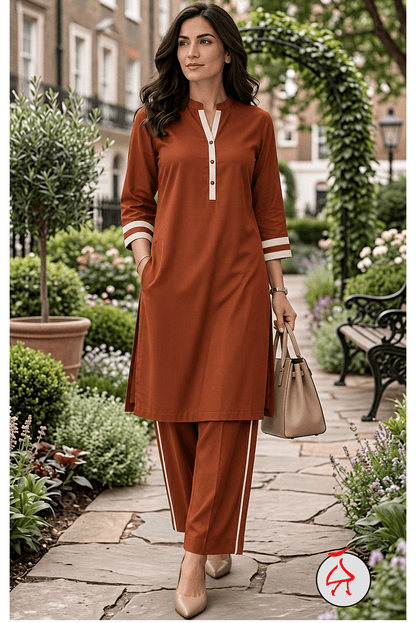 Anitaa Sporty Co-ordset For Women-Indo World Rust