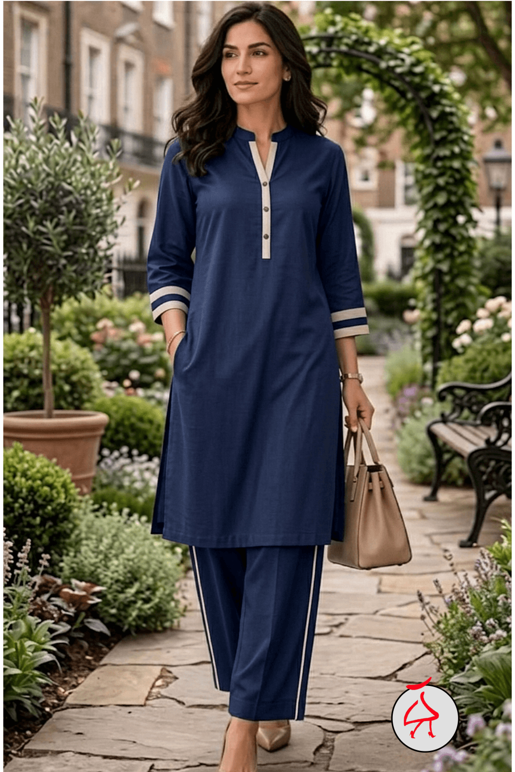 Anitaa Sporty Co-ord Indo World Navy Blue