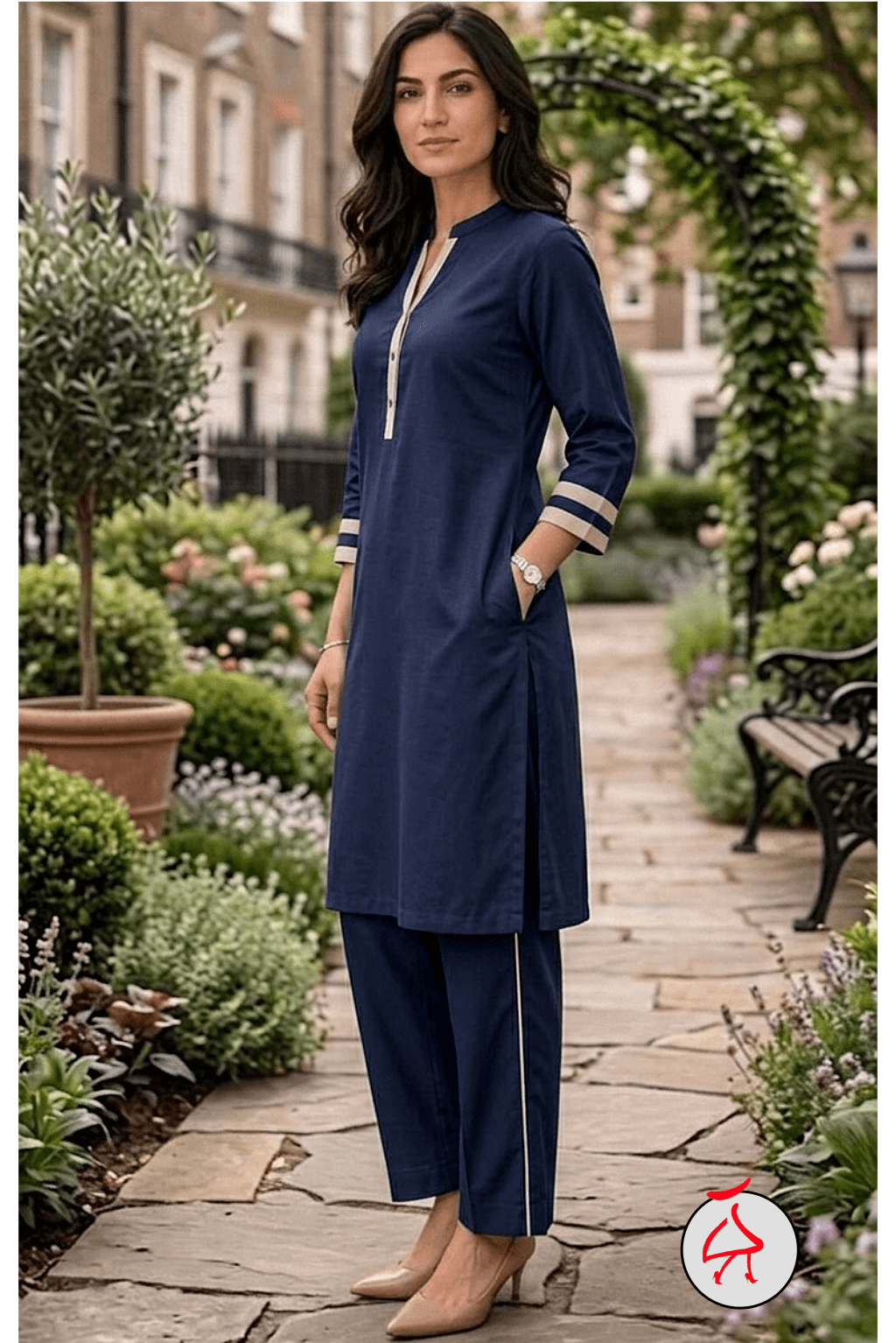 Anitaa Sporty Co-ord Indo World Navy Blue