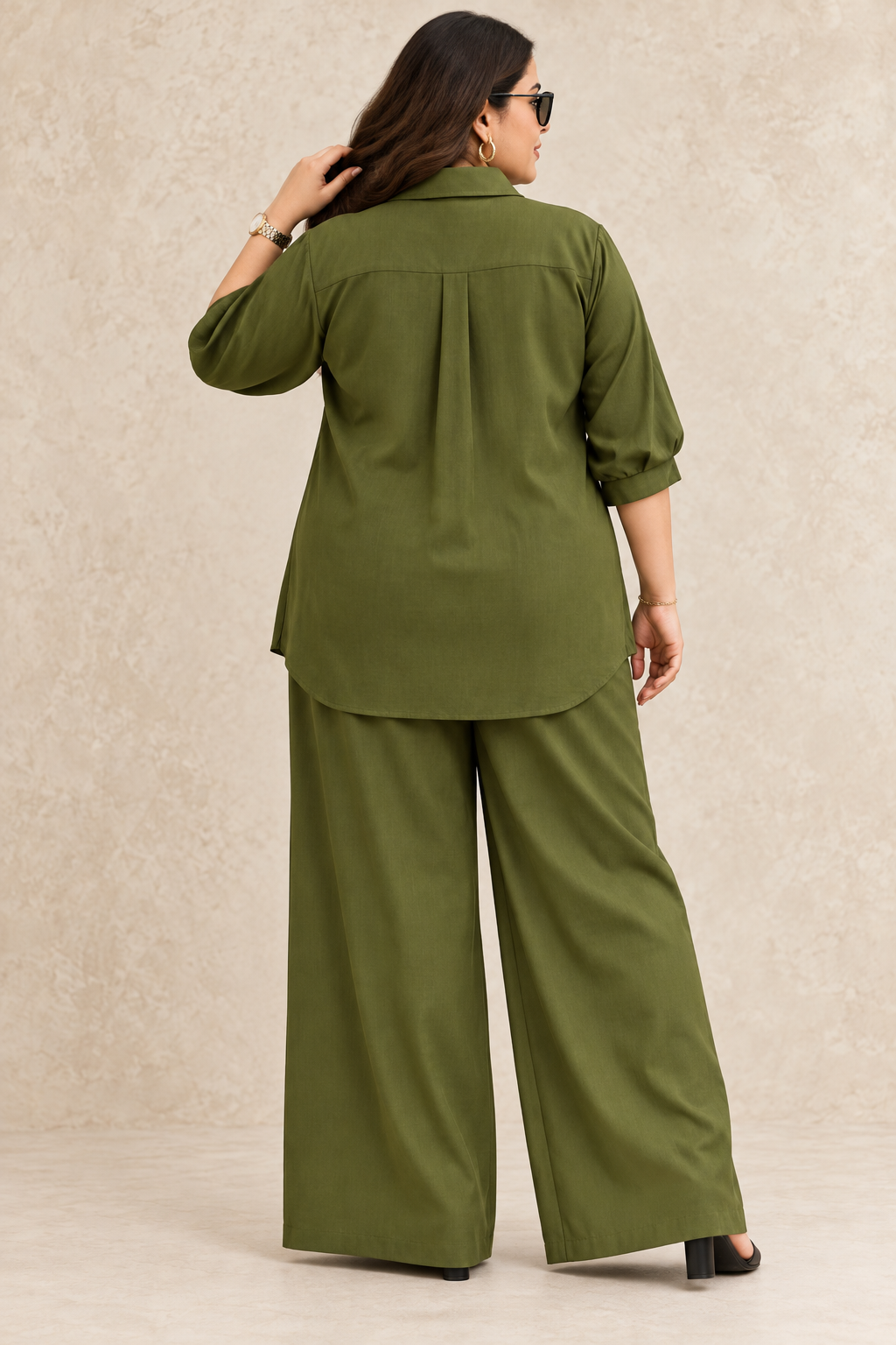 Curve Meenu – OG Cotton Viscose Woven Shirt & Wide-Leg Trouser Co-ord Set| Zinniars
