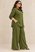 Curve Meenu – OG Cotton Viscose Woven Shirt & Wide-Leg Trouser Co-ord Set| Zinniars