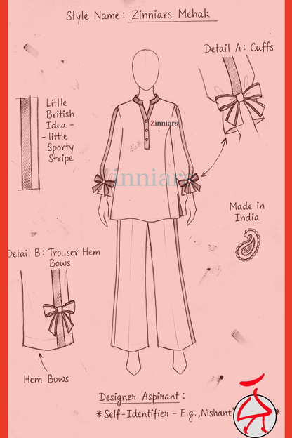 Mehak Women's Cotton Viscose Bow Detail Black Co-ord Set | Zinniars