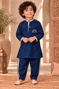 Mini Gaga Sporty Pathani Suit – Navy Blue Unisex Festive Set for Kids (2–6 Years)