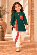 Zinniars Mini Rumi Rich Green & Gold Kurta Dhoti Set Unisex Kids’ Festive Wear (2–6 Years)