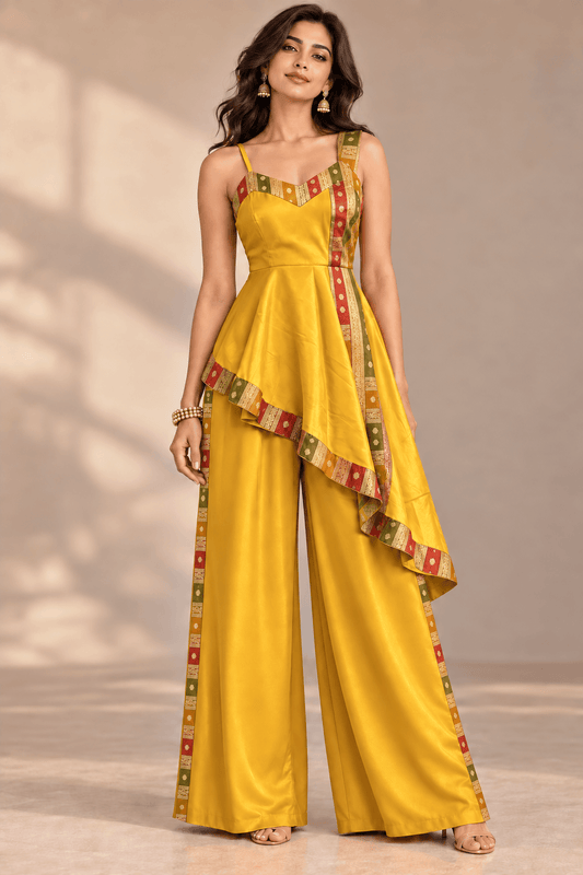 Nishikaa Asymmetric Designer  Indo Western Tunic & Palazzo Set | Zinniars