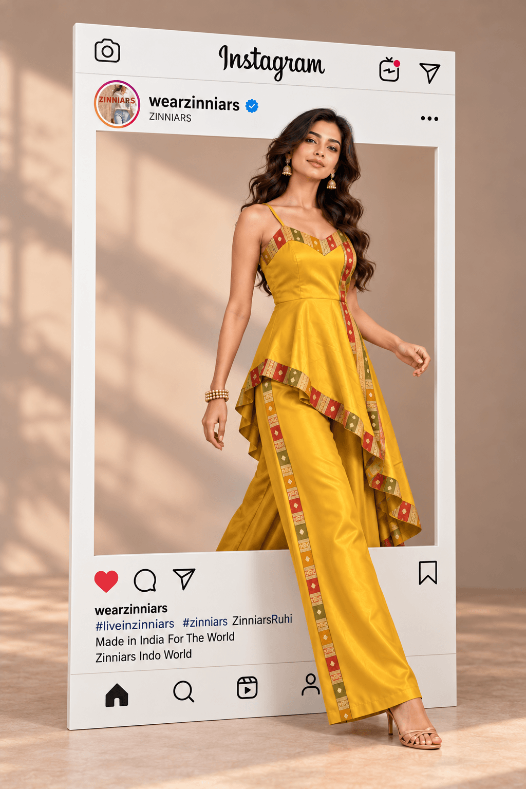 Nishikaa Asymmetric Designer  Indo Western Tunic & Palazzo Set | Zinniars