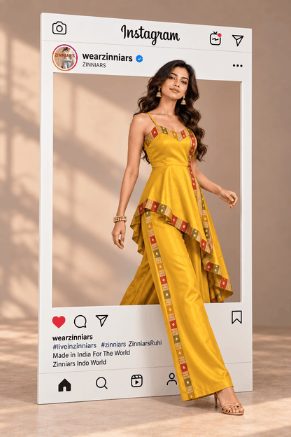 Nishikaa Asymmetric Designer  Indo Western Tunic & Palazzo Set | Zinniars