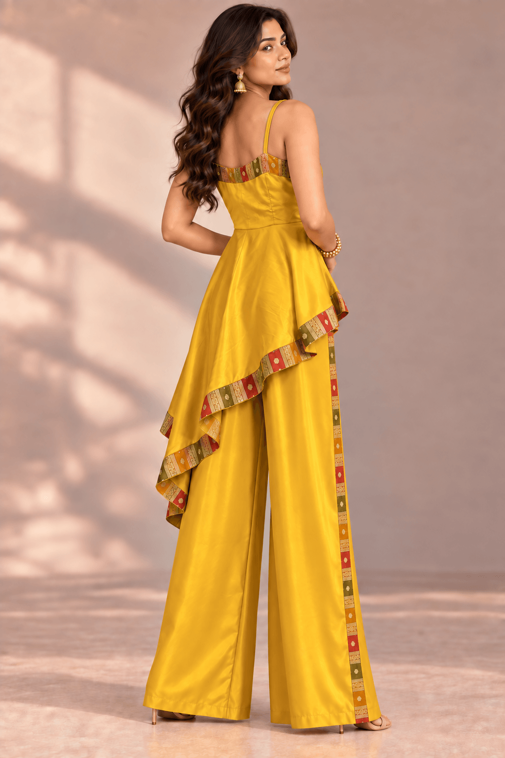 Nishikaa Asymmetric Designer  Indo Western Tunic & Palazzo Set | Zinniars