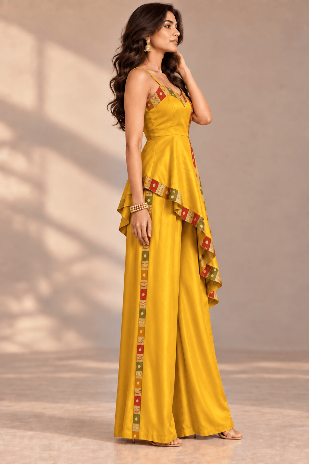 Nishikaa Asymmetric Designer  Indo Western Tunic & Palazzo Set | Zinniars