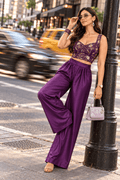 Zinniars Rave’ Hand-Beaded Plum Bustier & Viscose Palazzo Set