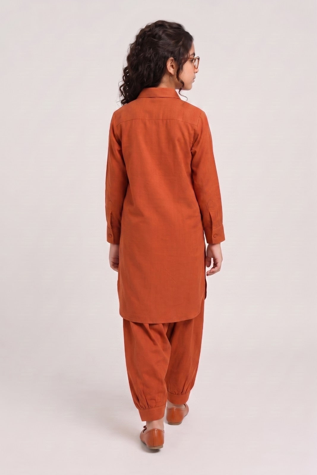 Saathiya Mini Rust Cotton Viscose Kurta & Dhoti Pant Co-ord Set for Girls