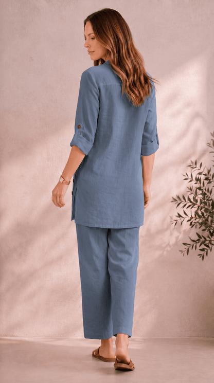 Samaira Blush Grey Coord Set: Roll-Up Kurta & Pants