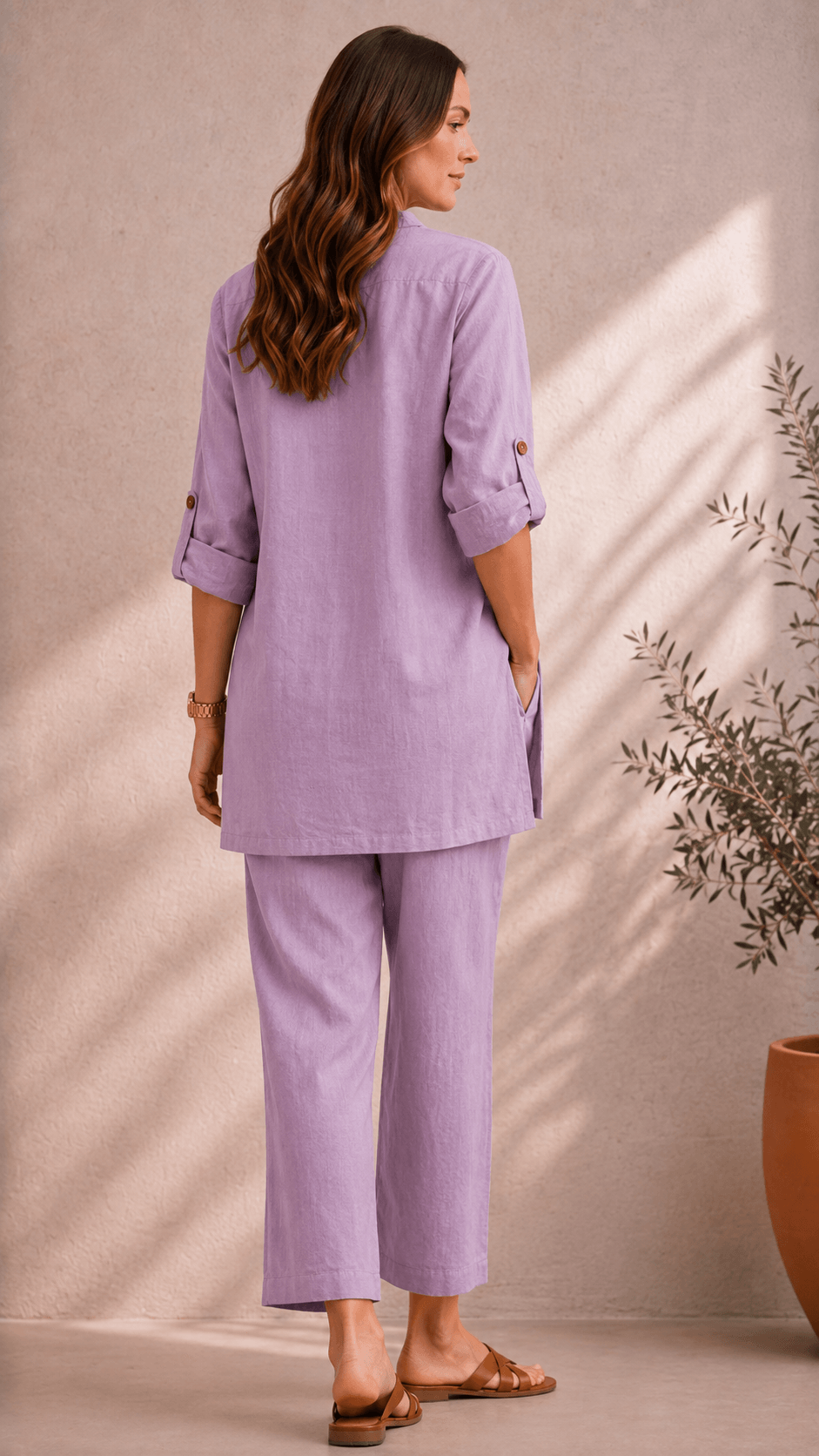 Samaira Misty Lavender Coord Set: Roll-Up Kurta & Pants