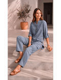 Samaira Blush Grey Coord Set: Roll-Up Kurta & Pants