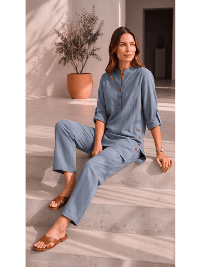 Samaira Blush Grey Coord Set: Roll-Up Kurta & Pants